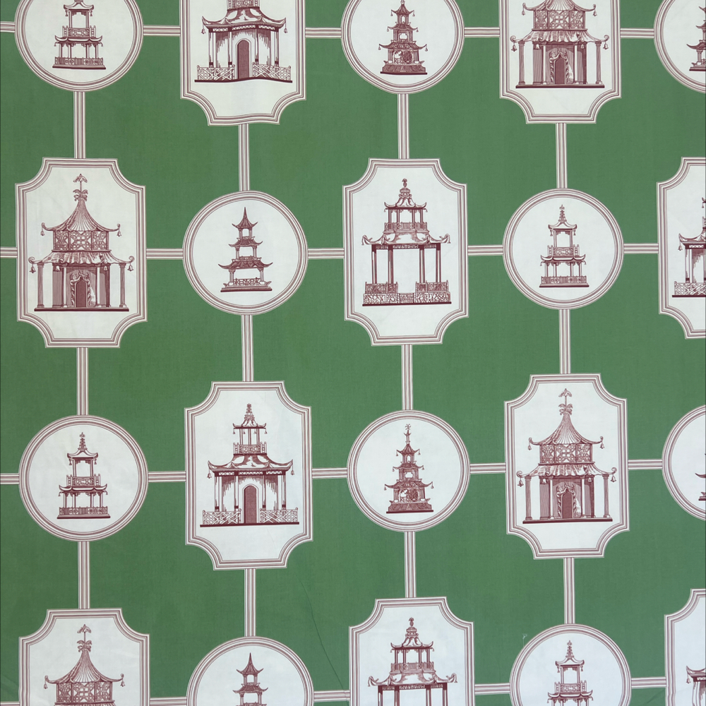 Thibaut Oriental Toile F99747 Red on Green